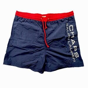 Chaps Ralph Lauren Swim Trunks Navy Red Mesh Lined Men's Large